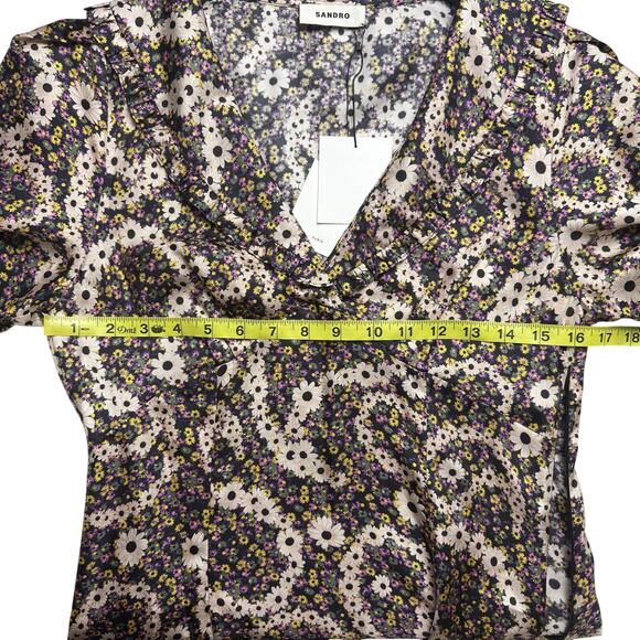 SANDRO Paris Casablanca Floral Fit & Flare Silk Dress - Picture 10 of 11